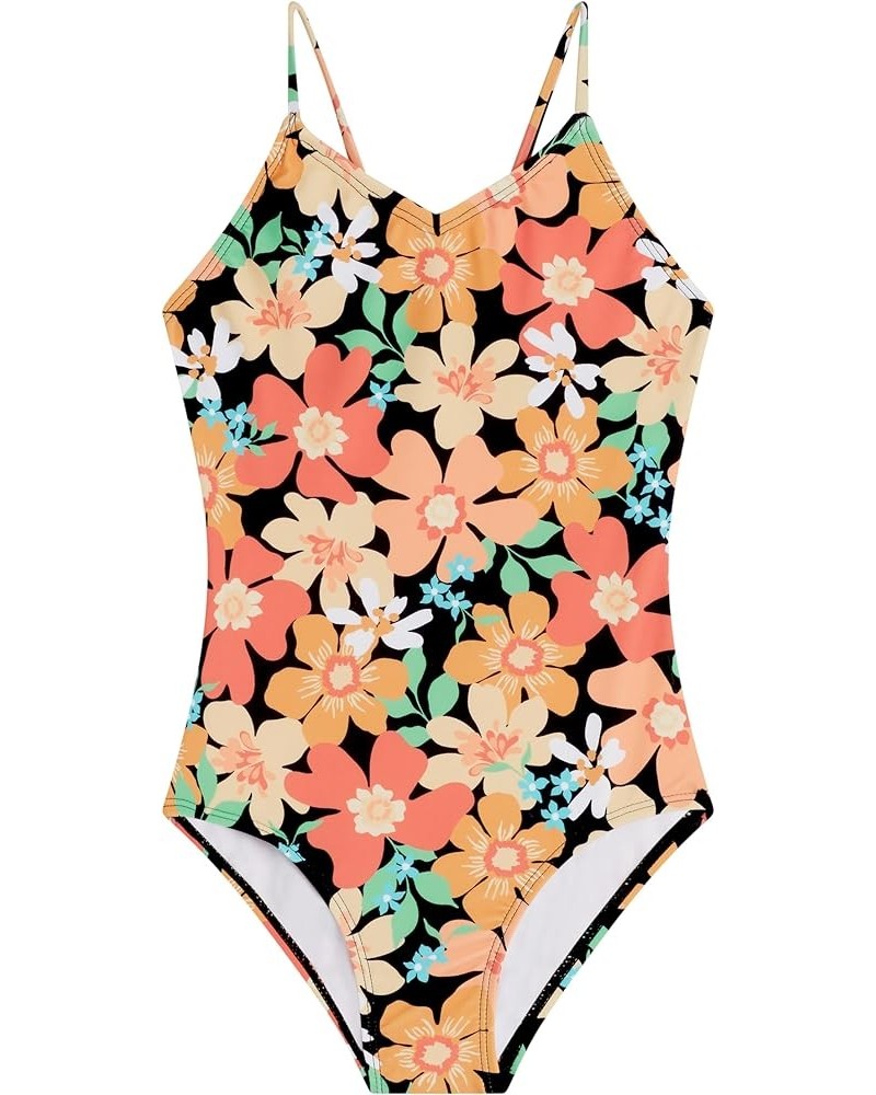 Girls' Hurricane Beach Sport UPF 50+ 1-Piece Swimsuit Annie Black $14.48 Swimsuits