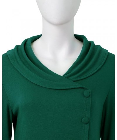 Womens Long Sleeve Tops Fall Winter Buttons Side Tulip Hem Lapel Pullover Sweatshirt Forest Green $17.10 Hoodies & Sweatshirts