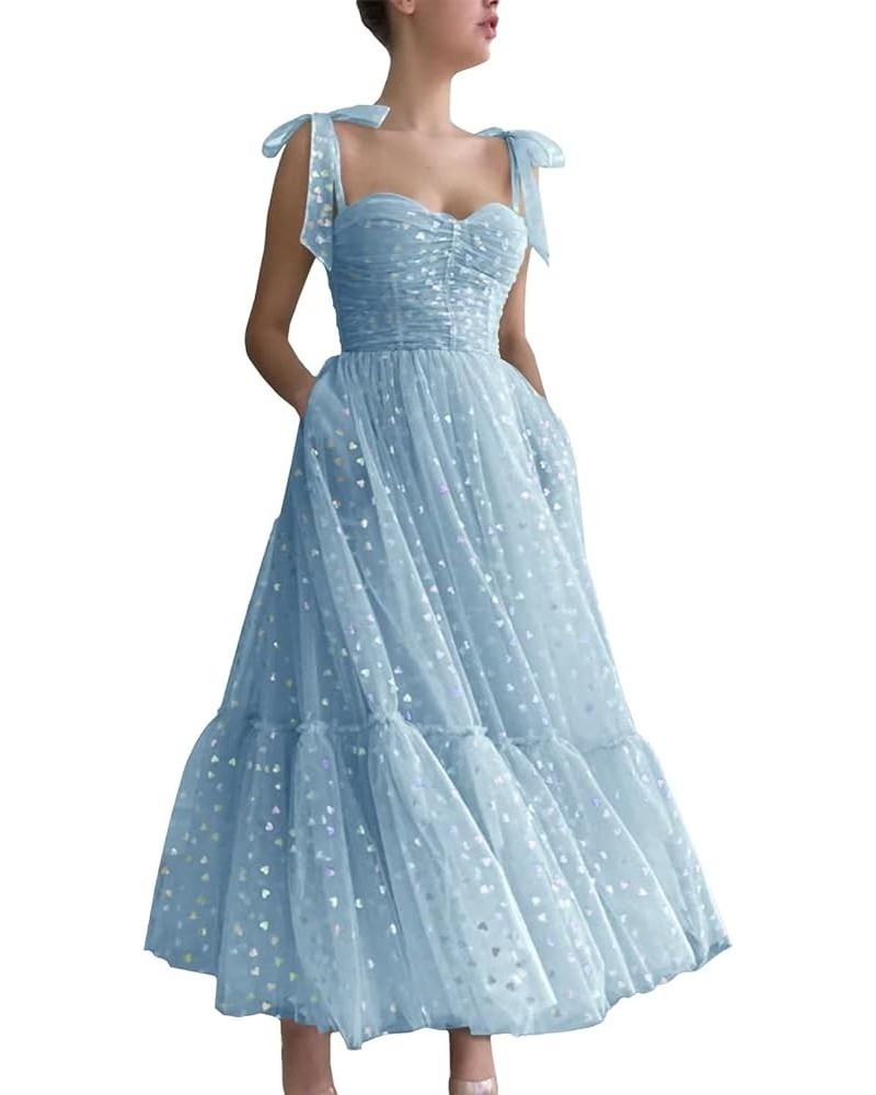 Hearty Tulle Prom Dresses Tea Length Spaghetti Straps Formal Evening Party Gowns for Women 01-sleeveless-blue $36.91 Dresses