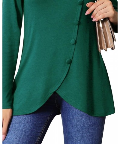 Womens Long Sleeve Tops Fall Winter Buttons Side Tulip Hem Lapel Pullover Sweatshirt Forest Green $17.10 Hoodies & Sweatshirts