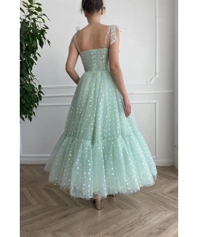 Hearty Tulle Prom Dresses Tea Length Spaghetti Straps Formal Evening Party Gowns for Women 01-sleeveless-blue $36.91 Dresses