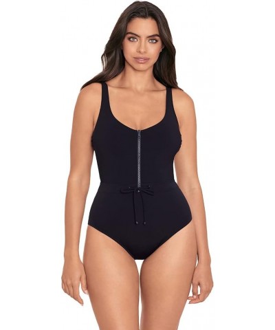 Skinny Dippers Women's Swimwear Zip Lock Soft Cup Zipper Front One Piece Swimsuit Black $52.25 Swimsuits