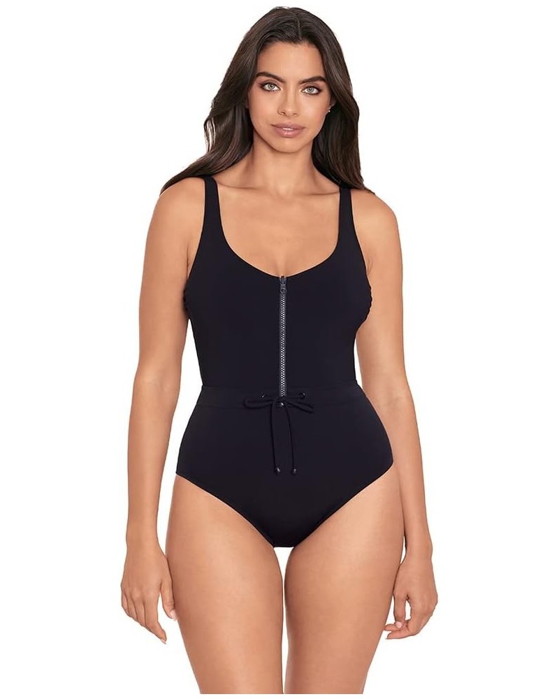 Skinny Dippers Women's Swimwear Zip Lock Soft Cup Zipper Front One Piece Swimsuit Black $52.25 Swimsuits