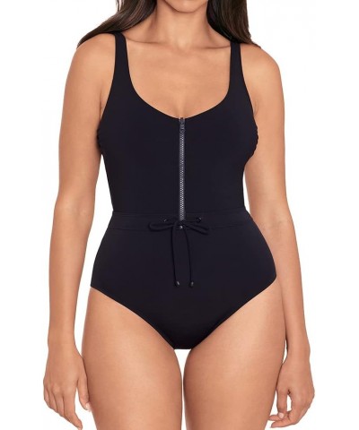 Skinny Dippers Women's Swimwear Zip Lock Soft Cup Zipper Front One Piece Swimsuit Black $52.25 Swimsuits