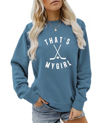 That's My Boy Ice Hockey Sweatshirt, Hockey Mama Shirt Women Casual Crewneck Pullovers Tops Funny Hockey Lover Gifts Z-girl B...