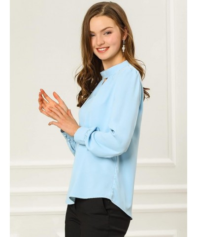 Women's Work Office Tops Business Professional Shirt Elegant Stand Collar Fall 2023 Long Sleeve Blouses Light Blue $11.63 Blo...