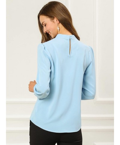 Women's Work Office Tops Business Professional Shirt Elegant Stand Collar Fall 2023 Long Sleeve Blouses Light Blue $11.63 Blo...