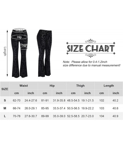 Women's Vintage Goth Velvet Flare Pants Hollow Out Lace Legging Pants High Waist Bell Bottom Trousers Clubwear S-L Black1 $16...