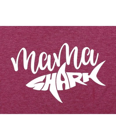 Mama Shark T Shirt Womens Funny Short Sleeve Letter Print Graphic Cute Tops Tees Red $13.19 T-Shirts