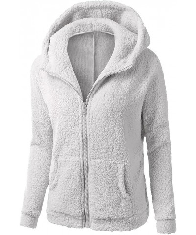 Winter Jackets for Women Plus Size Fleece Jacket Fuzzy Sweater Plush Sweatshirt Thicken Warm Casual Outerwear 08 Gray $12.09 ...