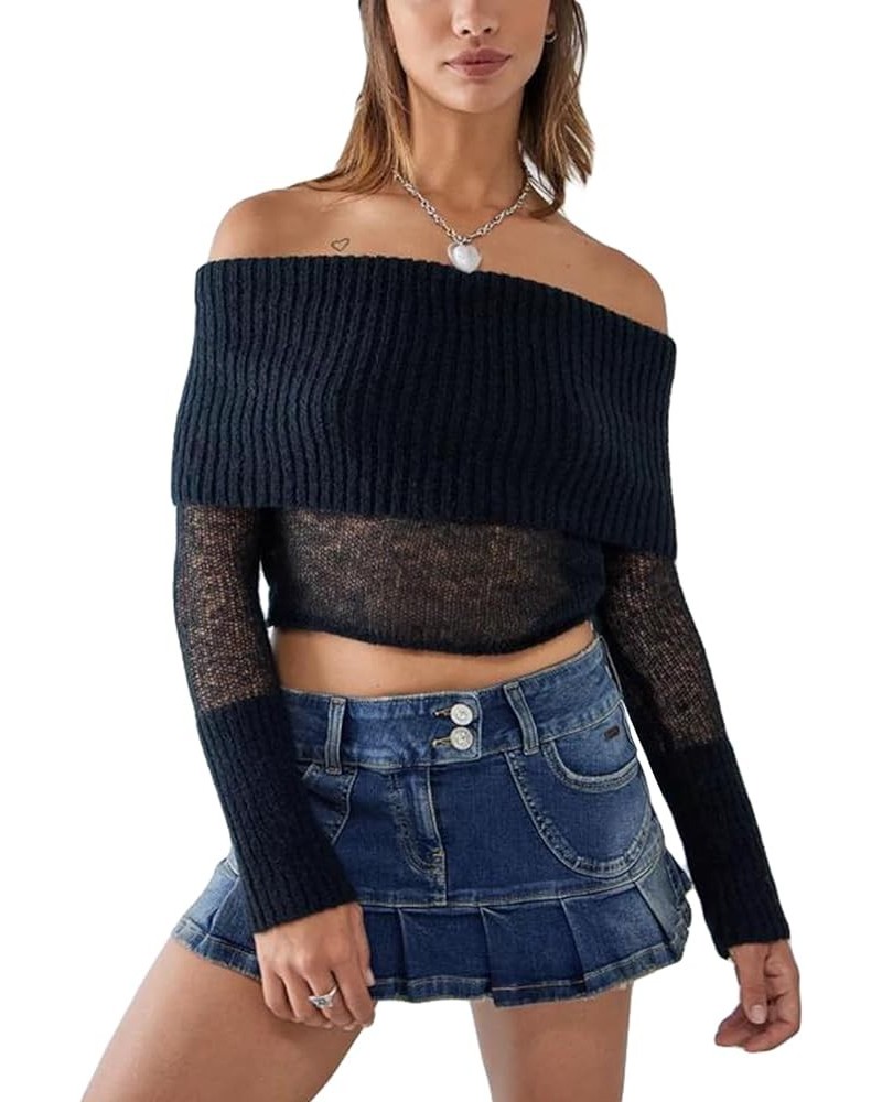 Women Off The Shoulder Top Sexy Ruched Drawstring Front V Neck Y2k Long Sleeve Going Out Tops Blouse C2 Black $13.33 Blouses