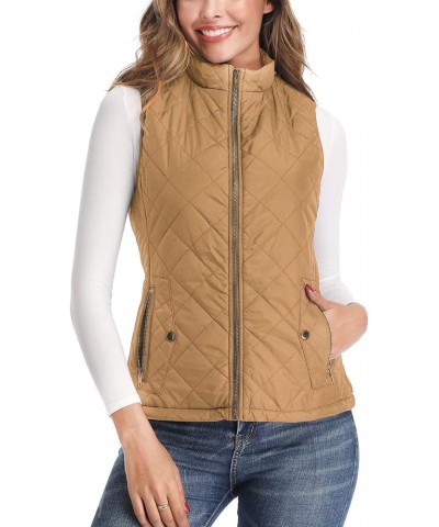 Women's Vest - Stand Collar Lightweight Zip Quilted Vest for Women… Camel $16.45 Vests