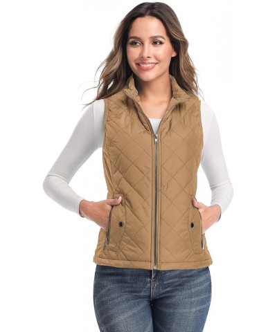 Women's Vest - Stand Collar Lightweight Zip Quilted Vest for Women… Camel $16.45 Vests