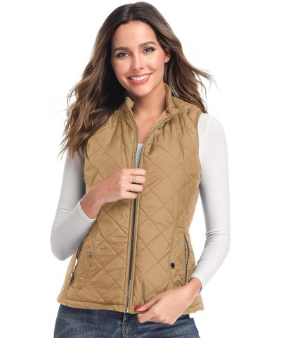 Women's Vest - Stand Collar Lightweight Zip Quilted Vest for Women… Camel $16.45 Vests