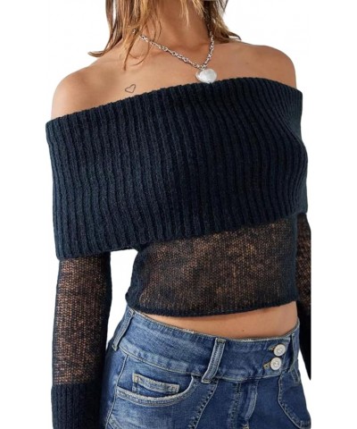 Women Off The Shoulder Top Sexy Ruched Drawstring Front V Neck Y2k Long Sleeve Going Out Tops Blouse C2 Black $13.33 Blouses