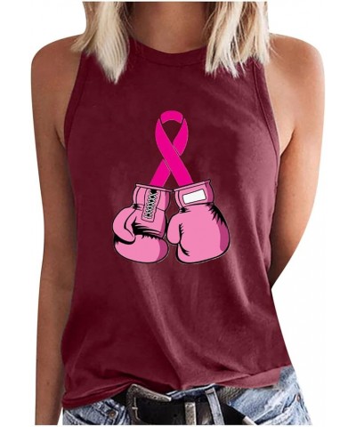 Breast Cancer Survivor Shirts for Women Pink Ribbon Tank Tops Sleeveless Tshirt Tees Funny Gifts Clothes 2023 J04-wine $7.14 ...