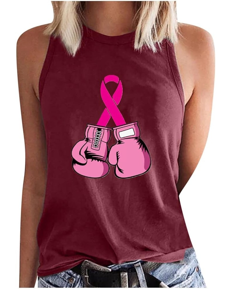 Breast Cancer Survivor Shirts for Women Pink Ribbon Tank Tops Sleeveless Tshirt Tees Funny Gifts Clothes 2023 J04-wine $7.14 ...