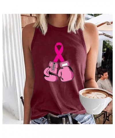 Breast Cancer Survivor Shirts for Women Pink Ribbon Tank Tops Sleeveless Tshirt Tees Funny Gifts Clothes 2023 J04-wine $7.14 ...