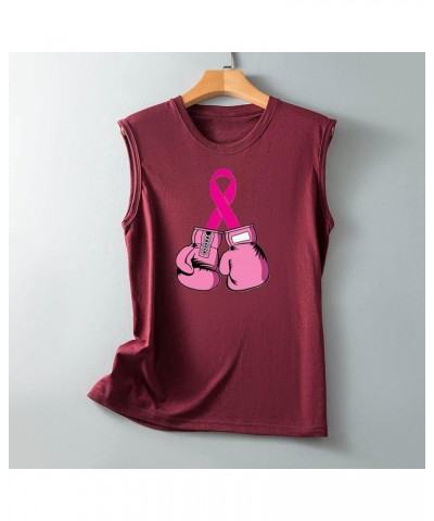 Breast Cancer Survivor Shirts for Women Pink Ribbon Tank Tops Sleeveless Tshirt Tees Funny Gifts Clothes 2023 J04-wine $7.14 ...