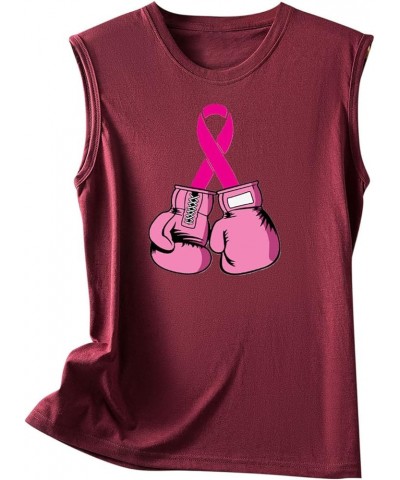 Breast Cancer Survivor Shirts for Women Pink Ribbon Tank Tops Sleeveless Tshirt Tees Funny Gifts Clothes 2023 J04-wine $7.14 ...