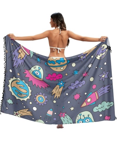 America We People Womens Swimsuit Wrap Cover Up Bikini Beach Long Sarong 70.9"x45.3 Space Planet $9.50 Swimsuits