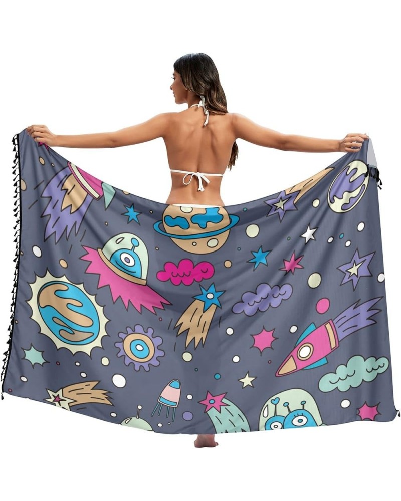 America We People Womens Swimsuit Wrap Cover Up Bikini Beach Long Sarong 70.9"x45.3 Space Planet $9.50 Swimsuits