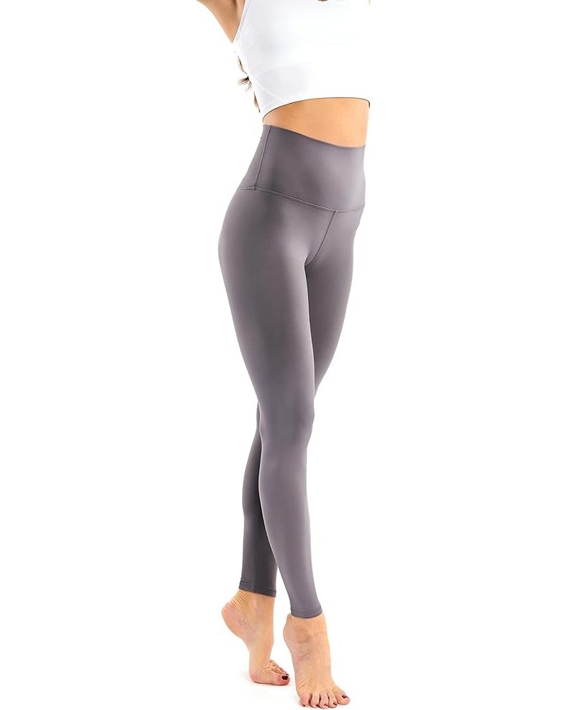 Cora Leggings - Women's High-Waisted Super Stretchy Leggings for Yoga Pilates Workout Solid Color Leggings Gray $21.60 Leggings