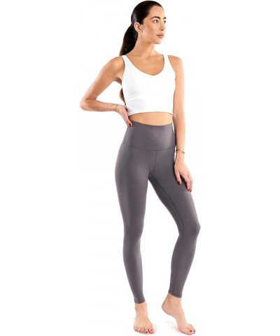 Cora Leggings - Women's High-Waisted Super Stretchy Leggings for Yoga Pilates Workout Solid Color Leggings Gray $21.60 Leggings