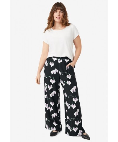 Women's Plus Size Wide-Leg Soft Pants with Back Elastic Navy $21.30 Pants