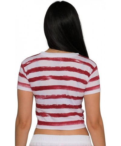 Short Sleeve Tie Dye Cotton Cropped T-Shirt | Casual Tee Chic Stars and Stripes $8.09 T-Shirts