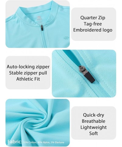 Women's Quarter Zip Quick Dry Lightweight Sleeveless Golf Polo Shirts Light Blue $12.50 Activewear