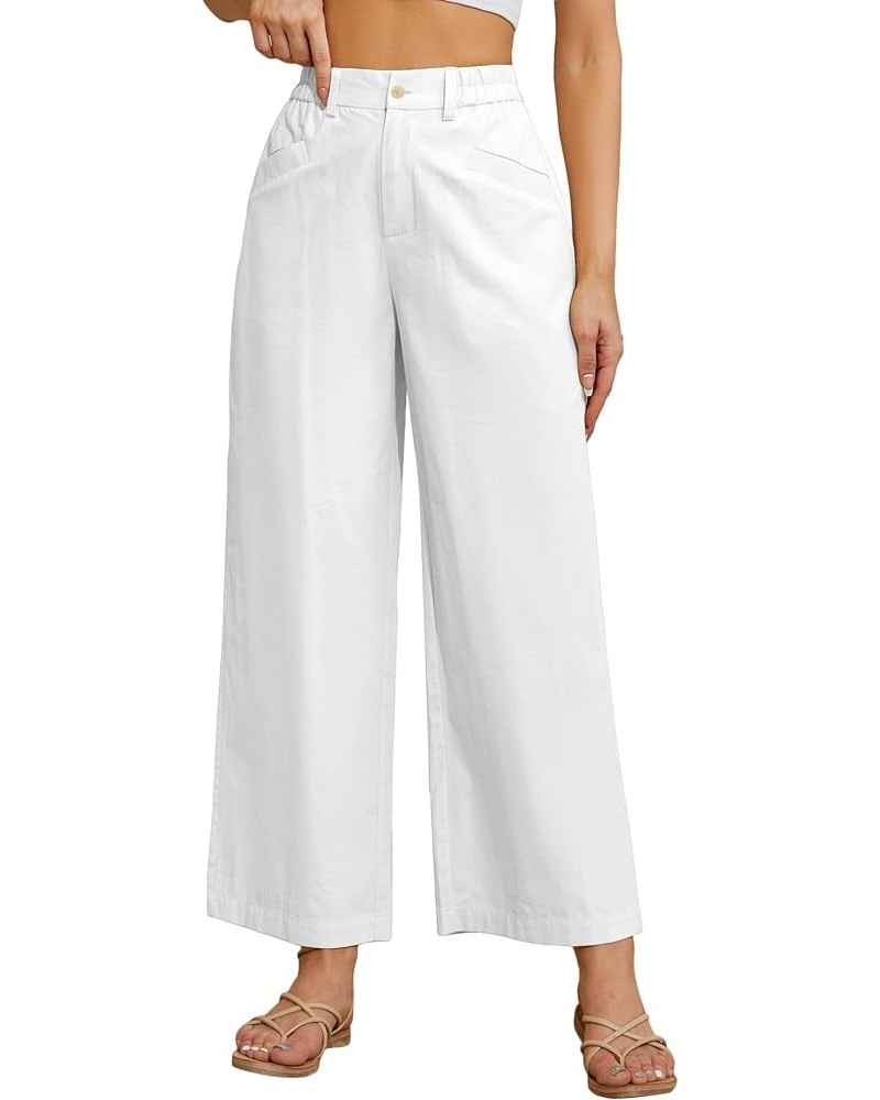 Women Casual Baggy Pants Wide Leg Elastic Waist Comfy Long Trendy Lounge Trousers with Pockets White $18.19 Pants