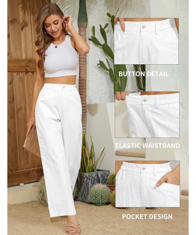 Women Casual Baggy Pants Wide Leg Elastic Waist Comfy Long Trendy Lounge Trousers with Pockets White $18.19 Pants