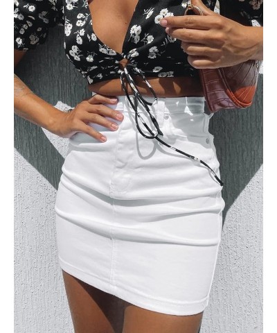 Women's High Waisted Denim Mini Skirt White2 Washed $16.78 Skirts