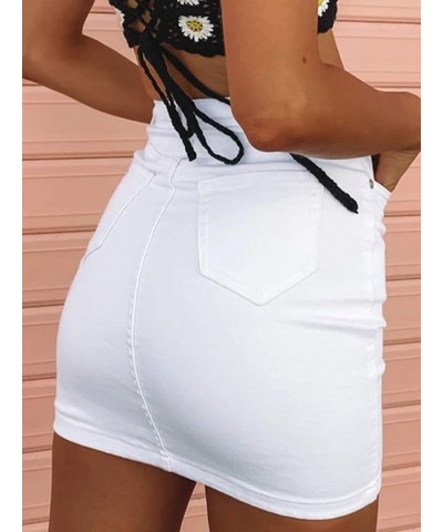 Women's High Waisted Denim Mini Skirt White2 Washed $16.78 Skirts