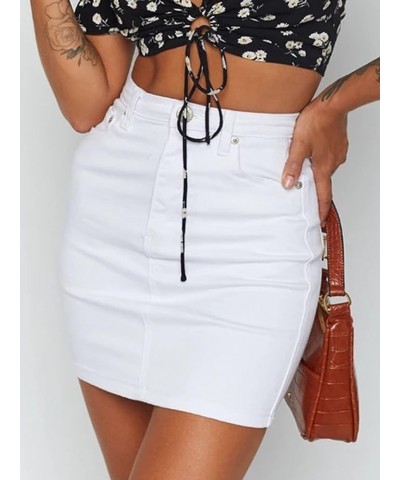 Women's High Waisted Denim Mini Skirt White2 Washed $16.78 Skirts