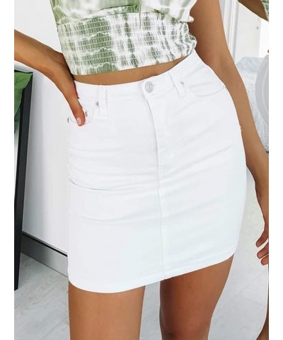 Women's High Waisted Denim Mini Skirt White2 Washed $16.78 Skirts