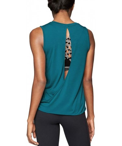 Workout Tops for Women Open Back Shirts Yoga Athletic Tops Running Muscle Tank Tops Turquoise $11.72 Activewear