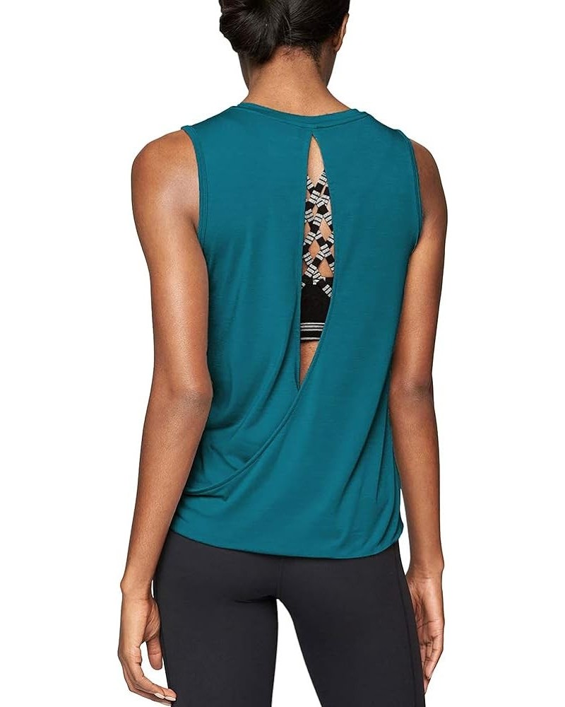 Workout Tops for Women Open Back Shirts Yoga Athletic Tops Running Muscle Tank Tops Turquoise $11.72 Activewear