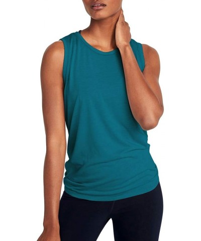 Workout Tops for Women Open Back Shirts Yoga Athletic Tops Running Muscle Tank Tops Turquoise $11.72 Activewear