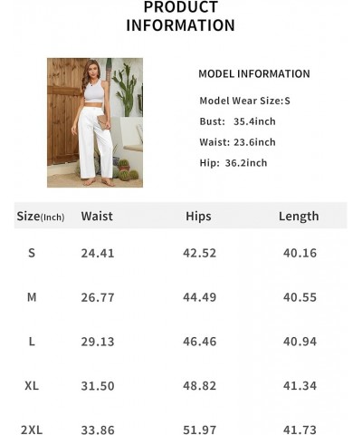 Women Casual Baggy Pants Wide Leg Elastic Waist Comfy Long Trendy Lounge Trousers with Pockets White $18.19 Pants