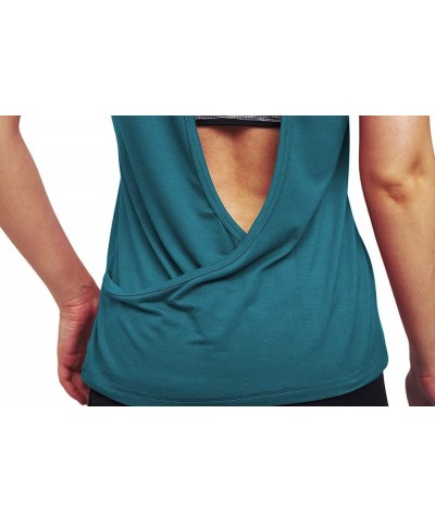 Workout Tops for Women Open Back Shirts Yoga Athletic Tops Running Muscle Tank Tops Turquoise $11.72 Activewear