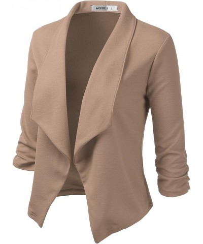 Ruched 3/4 Sleeve Open Front Draped Blazers Business Casual Basic Work Jackets for Womens Clothes with Plus Size Mocha $15.30...