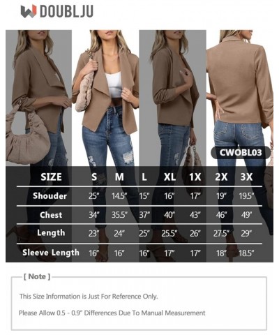 Ruched 3/4 Sleeve Open Front Draped Blazers Business Casual Basic Work Jackets for Womens Clothes with Plus Size Mocha $15.30...