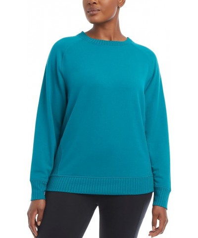 Women's Oversized Rib Detail Pullover Crew Deep Lake $10.07 Activewear