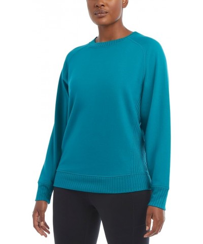 Women's Oversized Rib Detail Pullover Crew Deep Lake $10.07 Activewear