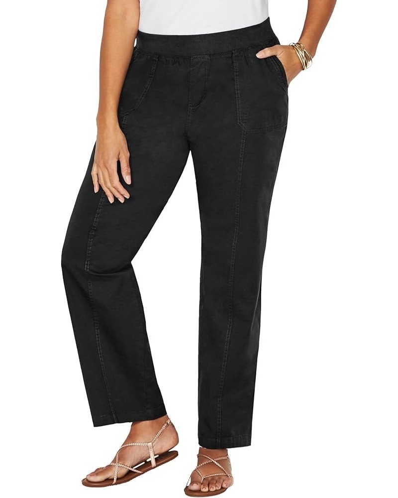 Women's Plus Size Knit Waist Cargo Pant Black $23.20 Pants