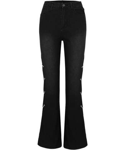 Jeans for Women Ripped Straight Leg Stretchy Wide Leg Trousers 2022 Trendy Vintage Harem Pants with Pockets Black-1 $11.87 Pants