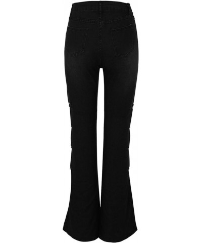 Jeans for Women Ripped Straight Leg Stretchy Wide Leg Trousers 2022 Trendy Vintage Harem Pants with Pockets Black-1 $11.87 Pants