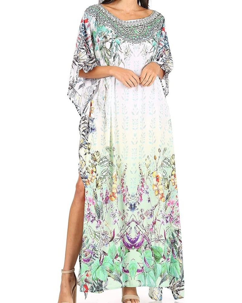 Jabari Women's Maxi Short Sleeve Long Beach Kaftan Dress Boho Loose Gown 448 $32.99 Dresses